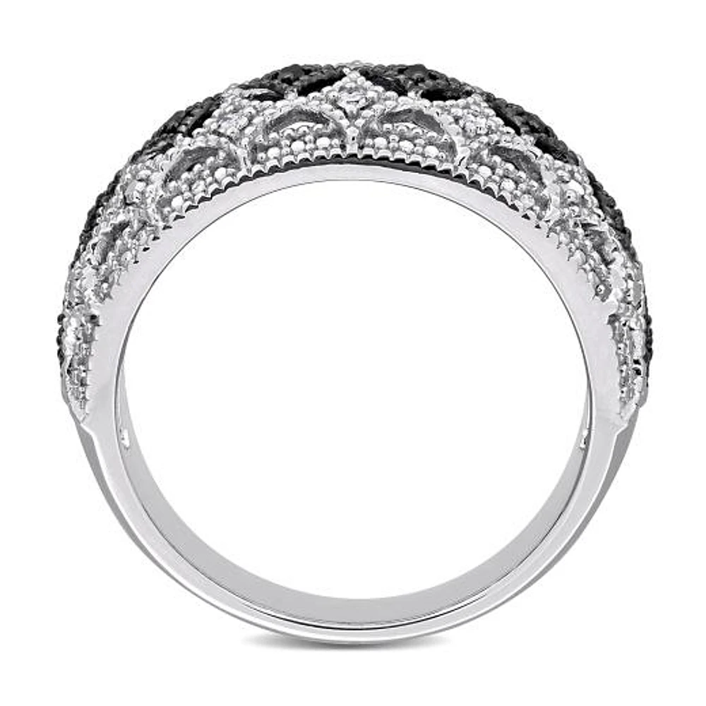 Julianna B 0.10CTW Black & White Diamond Fashion Band in Sterling Silver