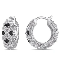 Julianna B 0.15CTW Black & White Diamond Hoop Earrings in Sterling Silver