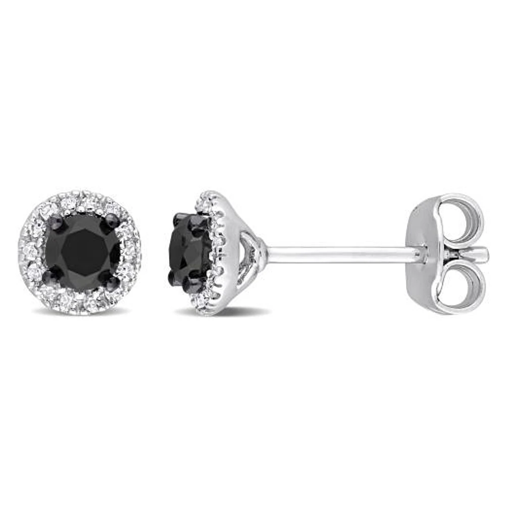 Julianna B 0.49CTW Black & White Diamond Stud Earrings in Sterling Silver