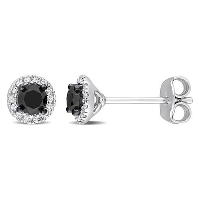 Julianna B 0.49CTW Black & White Diamond Stud Earrings in Sterling Silver