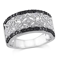 JULIANNA B 0.15CTW Black & White Diamond Fashion Ring in Sterling Silver