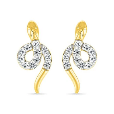 0.11CTW Diamond Snake Stud Earrings in 10K Yellow Gold