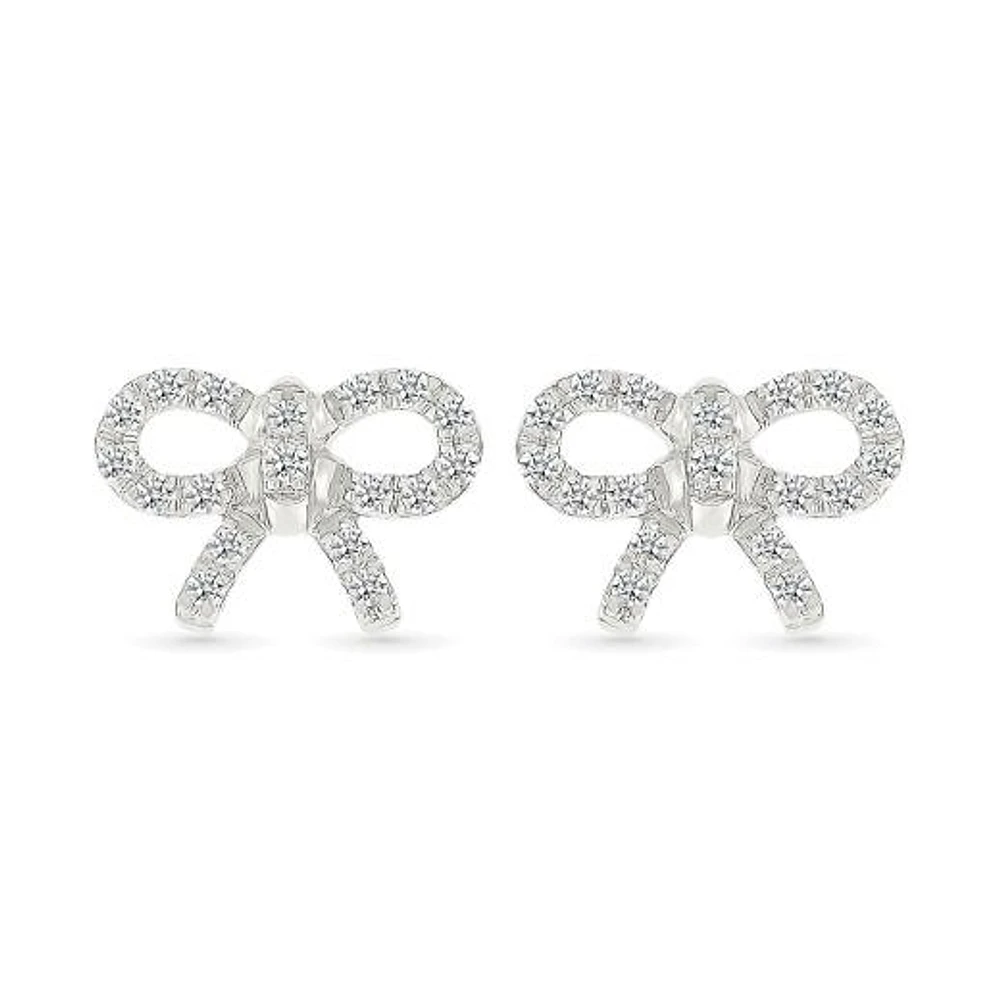 0.23CTW Diamond Bow Stud Earrings in 10K White Gold