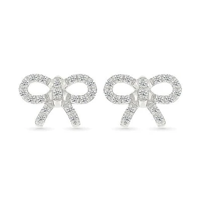 0.23CTW Diamond Bow Stud Earrings in 10K White Gold