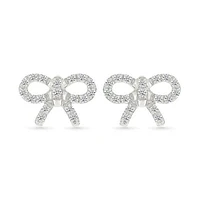 0.23CTW Diamond Bow Stud Earrings in 10K White Gold