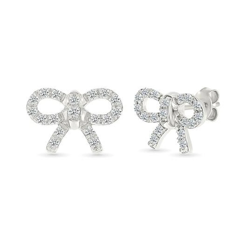 0.23CTW Diamond Bow Stud Earrings in 10K White Gold