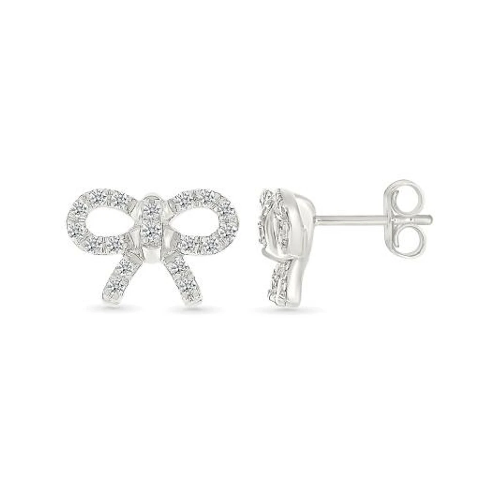 0.23CTW Diamond Bow Stud Earrings in 10K White Gold