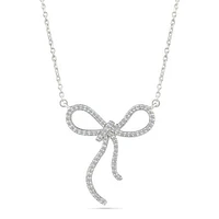 0.12CTW Diamond Bow Necklace in 10K White Gold