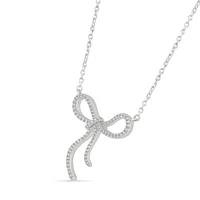 0.12CTW Diamond Bow Necklace in 10K White Gold