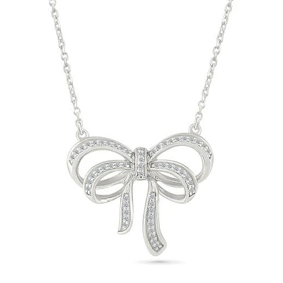 0.14CTW Diamond Bow Necklace in Sterling Silver