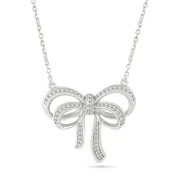 0.14CTW Diamond Bow Necklace in Sterling Silver