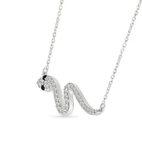 0.18CTW Black & White Diamond Snake Necklace in Sterling Silver