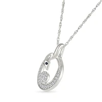 0.18CTW Black & White Diamond Snake Pendant in Sterling Silver