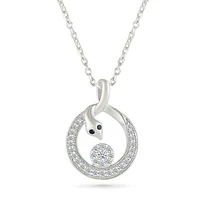 0.18CTW Black & White Diamond Snake Pendant in Sterling Silver