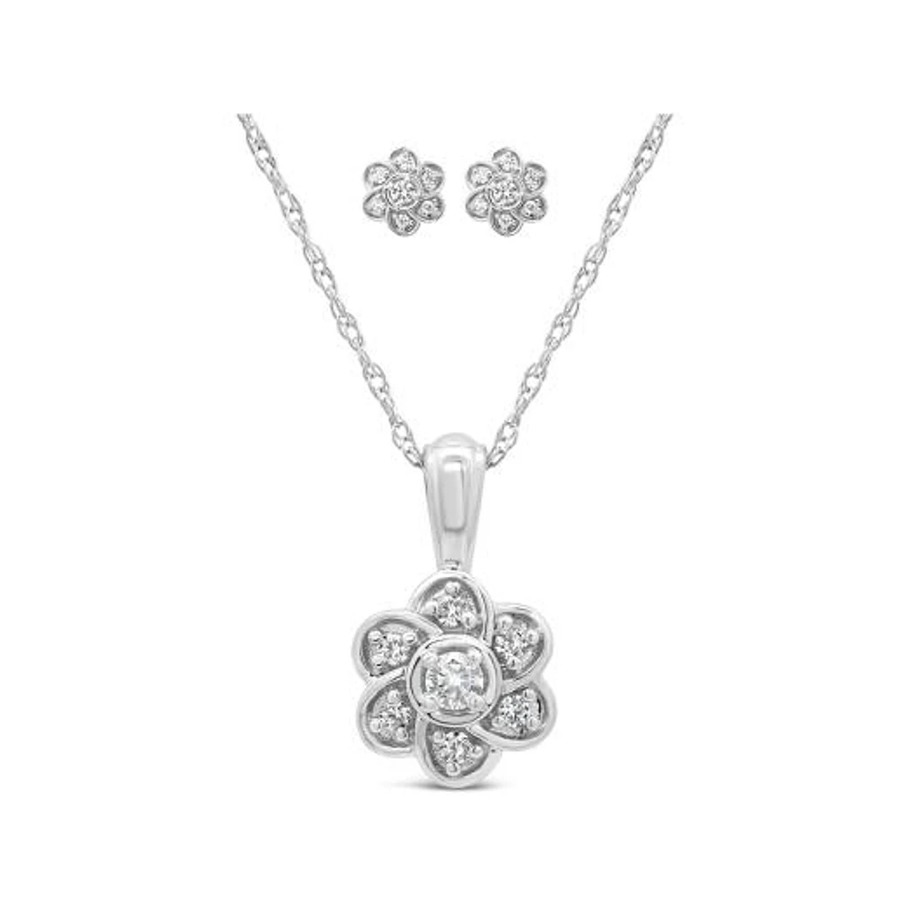 New Brilliance Lab Grown 0.25CTW Diamond Pendant and Earrings in Sterling Silver