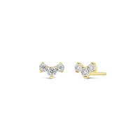 Glacier Fire Canadian 0.12CTW Three Stone Diamond Earrings in 10K Yellow Gold