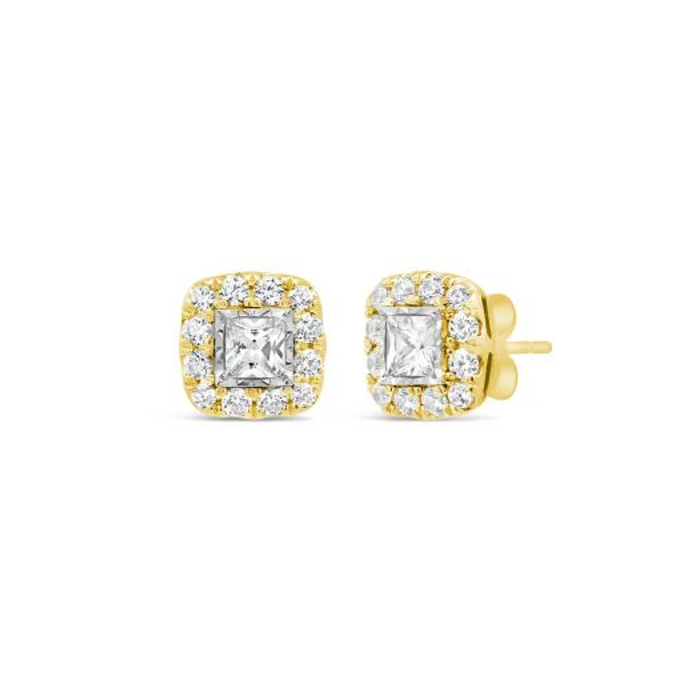 New Brilliance Lab Grown 1.00CTW Diamond Earrings in 10K Yellow Gold