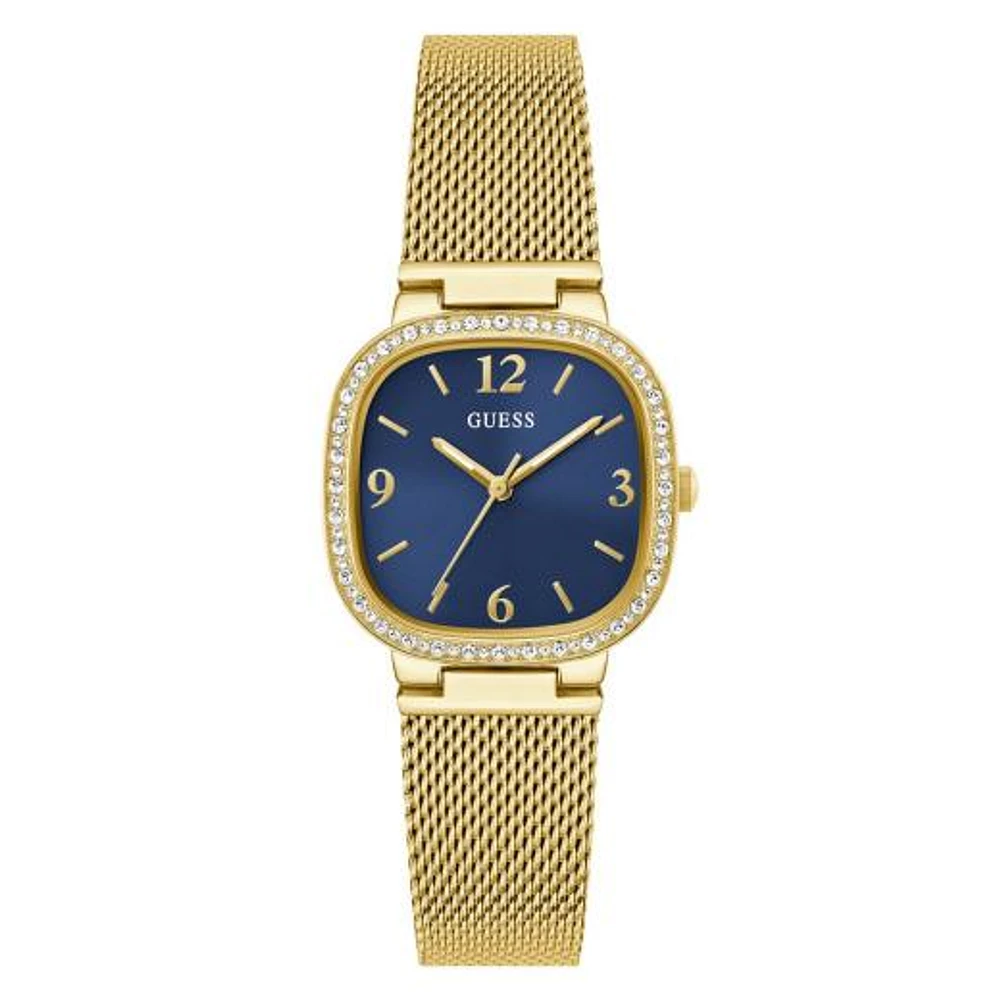 Guess Women's Gold Tone Crystal Tapestry Watch