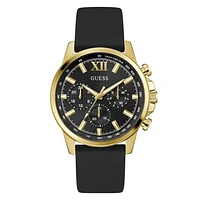 Guess Men's Gold Tone Black Dial Walker Watch