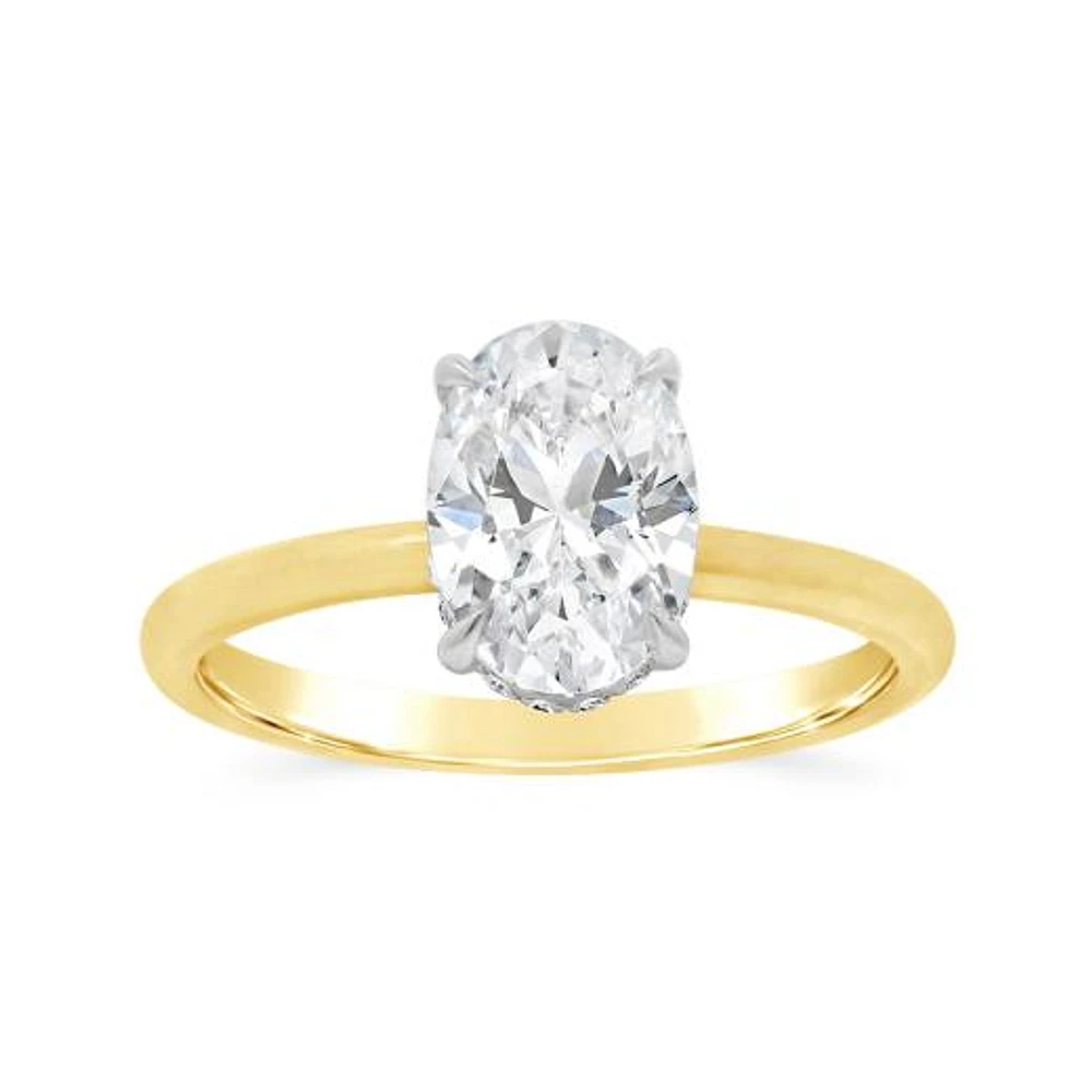 New Brilliance Lab Grown 2.07CTW Oval Diamond Solitaire Ring in 14K Yellow Gold