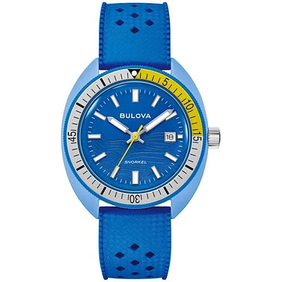 Bulova Men's Blue Tang Fish Snorkel Rubber Strap Watch