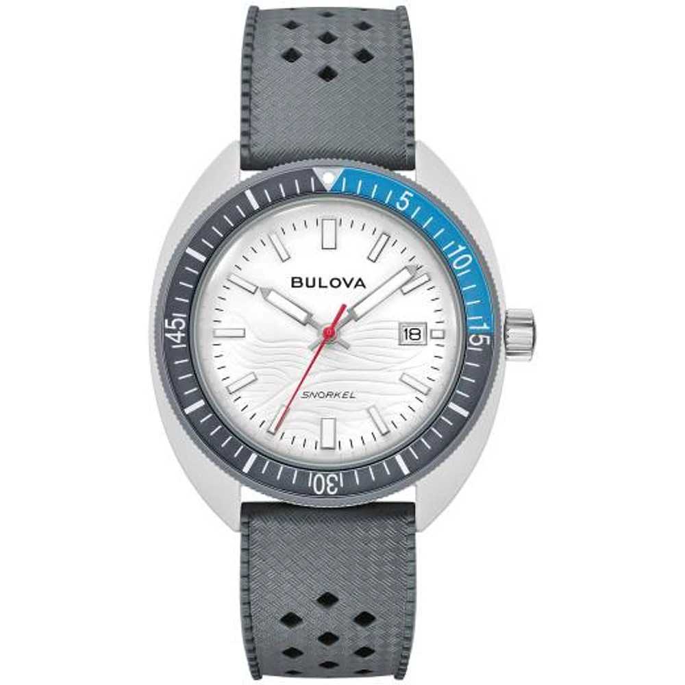 Bulova Men's Gray Great White Shark Snorkel Rubber Strap Watch