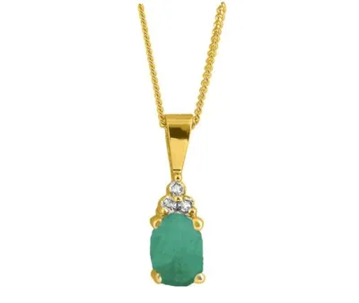 10K Yellow Gold Emerald Diamond Pendant