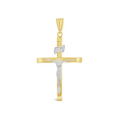 10K Yellow and White Gold Crucifix Pendant