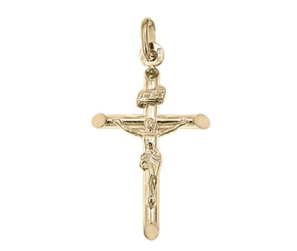 10K Yellow Gold Tubular Crucifix