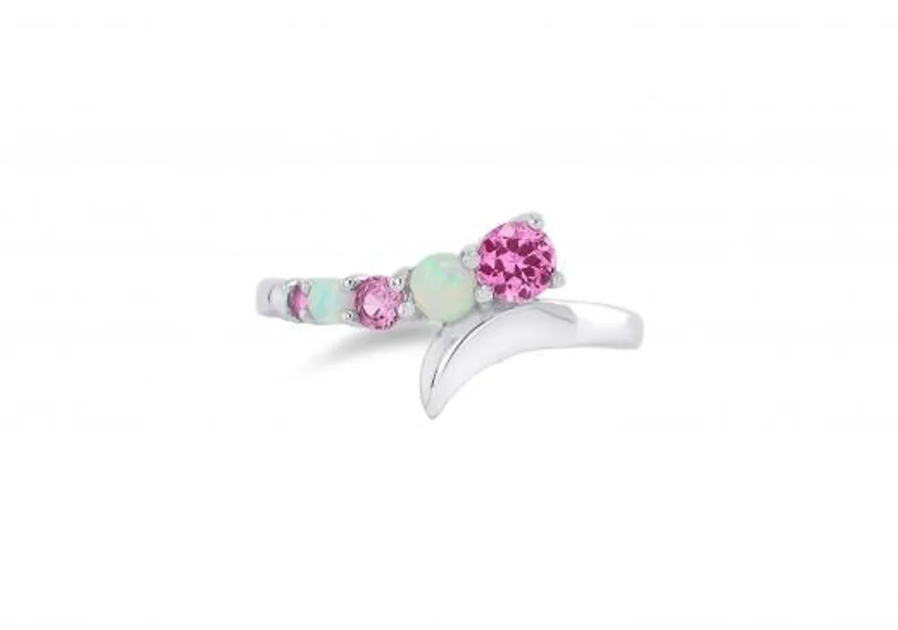 White Gold Created Opal Fashion Ring