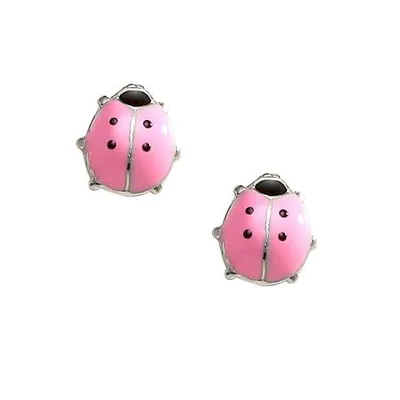 Children's Sterling Silver Ladybug Safety Back Earrings