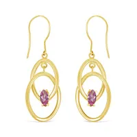 10K Yellow Gold Created Pink Sapphire Earrings