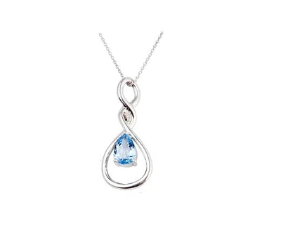 Sterling Silver Blue Topaz & Diamond Pendant