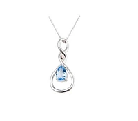 Sterling Silver Blue Topaz & Diamond Pendant