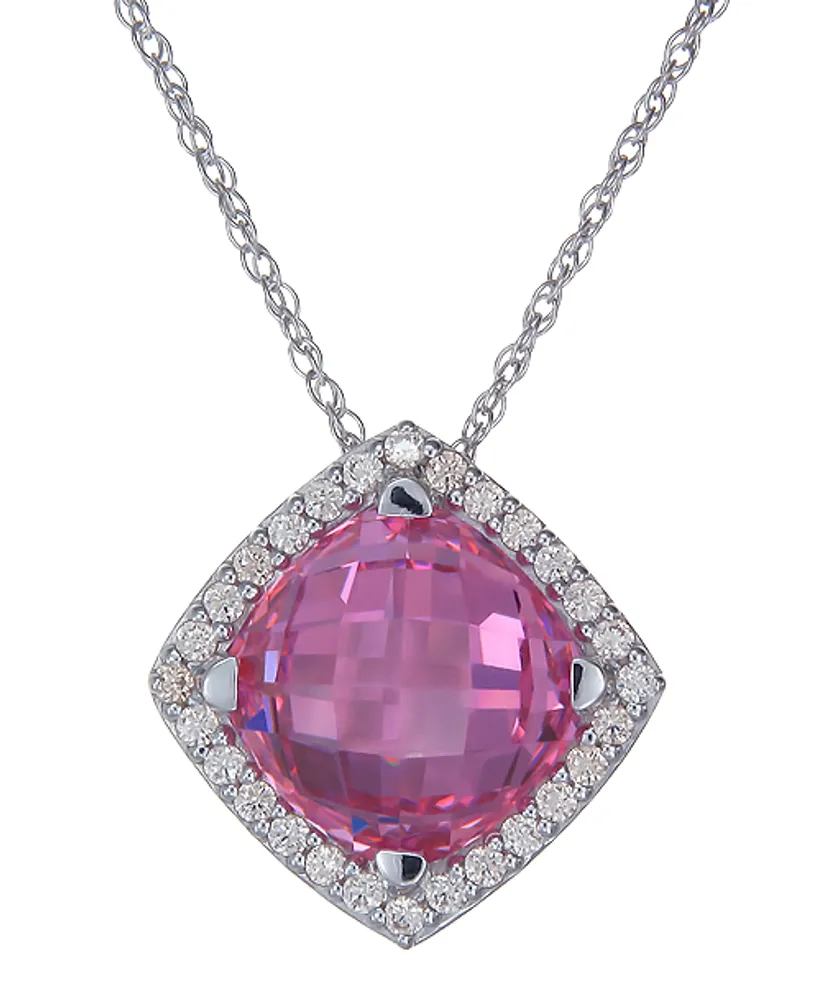 Sterling Silver Pink and Champagne Swarovski Cubic Zirconia Pendant