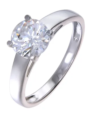 Swarovski 10K White Gold Round Solitaire Zirconia Ring