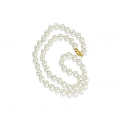 Yellow Gold 7-7.5mm White Cultured Pearl Necklace