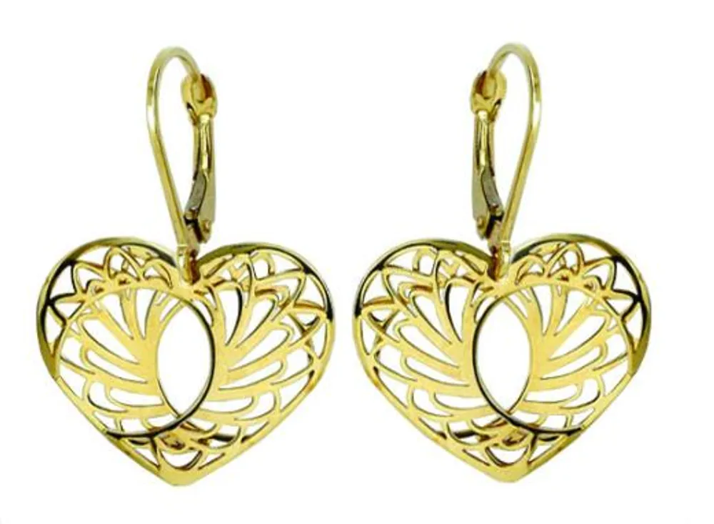 Yellow Gold Heart Earrings