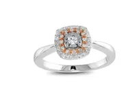Sterling Silver & Rose Gold 0.18CTW Diamond Halo Ring