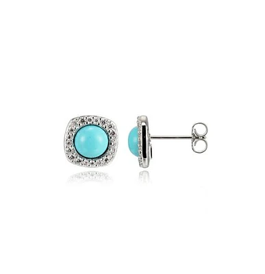 Elle Created Turquoise Quartz Cubic Zirconia Halo Earrings