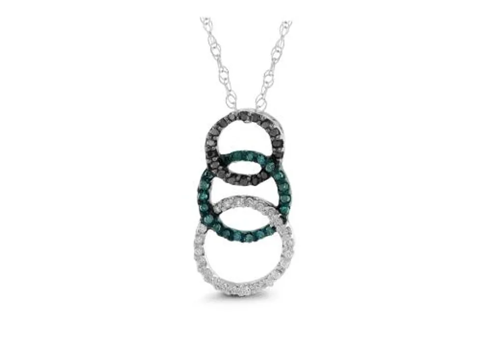 Caribbean & Midnight Diamond Circle Pendant