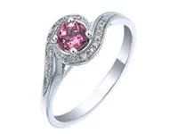 Sterling Silver Pink Tourmaline & Diamond Ring