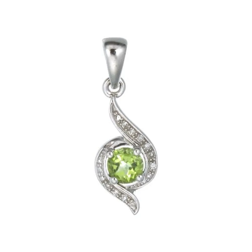 Sterling Silver Peridot & Diamond Pendant