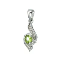 Sterling Silver Peridot & Diamond Pendant