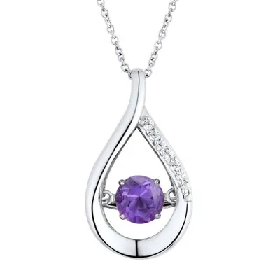 Sterling Silver Dancing Amethyst & Cubic Zirconia Pendant