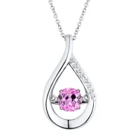 Sterling Silver Created Pink Sapphire & Cubic Zirconia Pendant