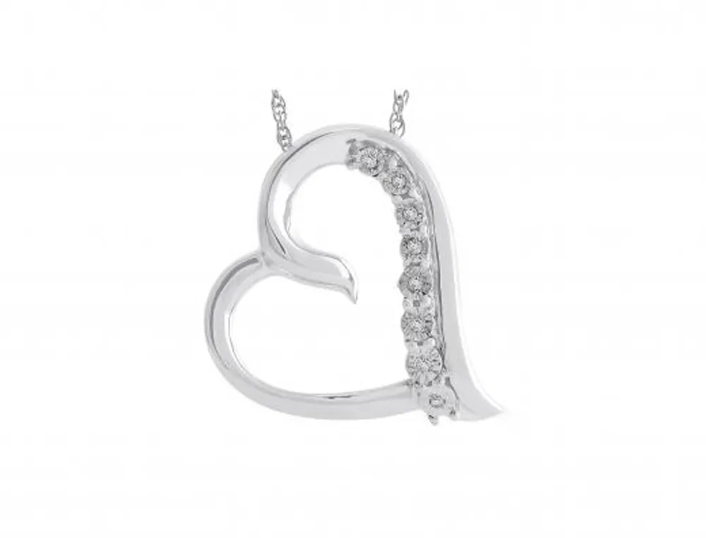 Sterling Silver Diamond Heart Pendant