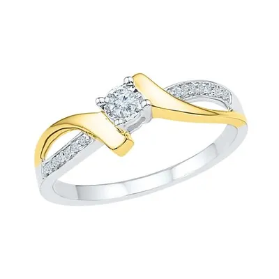 10K White & Yellow Gold 0.09CTW Diamond Promise Ring