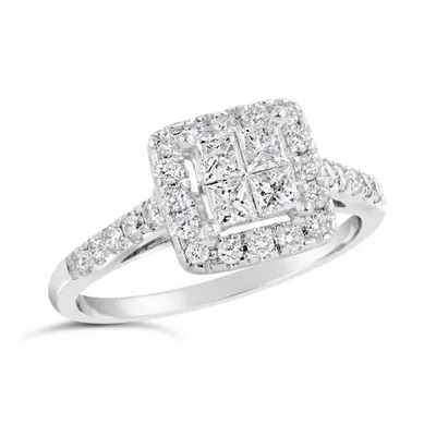 Princessa 10K White Gold 0.75CTW Bridal Ring