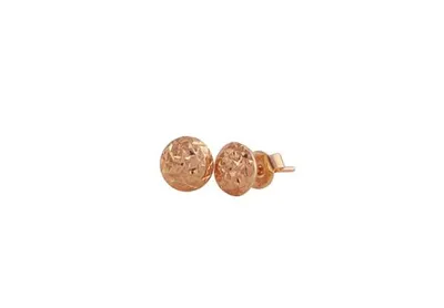 10K Rose Gold 6mm Diamond Cut Convex Stud Earrings